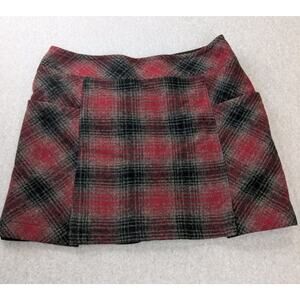Woolrich Wool Blend Vista Mini Skirt Womens 10 Red Black Plaid Back Zip Academia